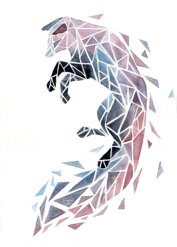 733x1024 Watercolor Geometric Animals Art Amino - Watercolor Geometric