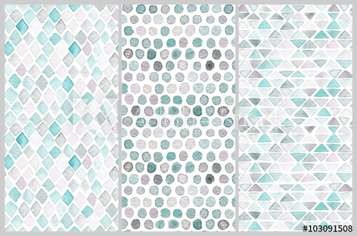 500x331 Set Of Seamless Watercolor Patterns. Simple Geometric Shapes - Watercolor Geometric Shapes