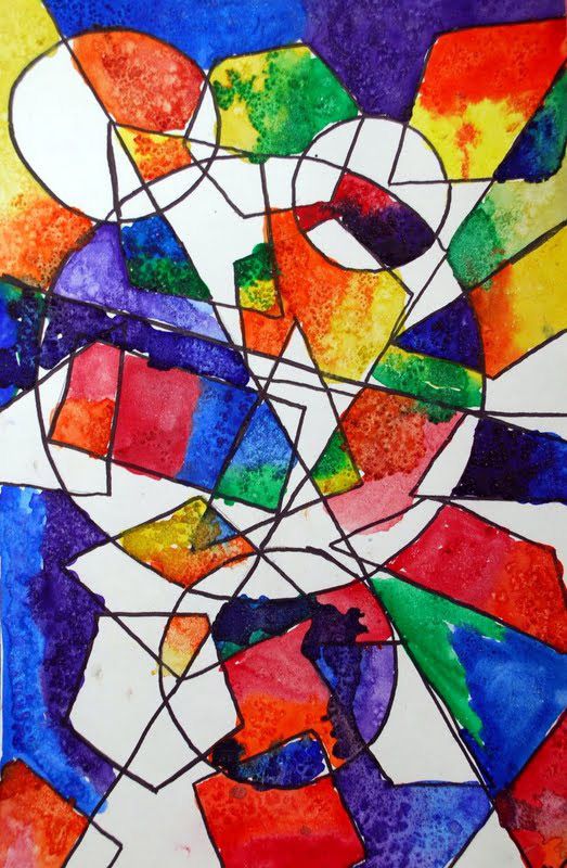 523x800 This Lesson Teaches Students About Color Theory, Geometric Shapes - Watercolor Geometric Shapes