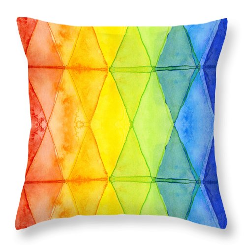 500x500 Watercolor Rainbow Pattern Geometric Shapes Triangles Throw Pillow - Watercolor Geometric Shapes