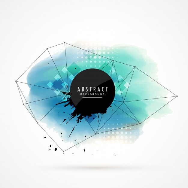 626x626 Blue Watercolor Stain With Geometric Shapes Vector Free Download - Watercolor Geometric Shapes