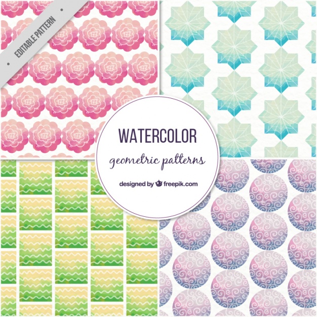 626x626 Collection Of Watercolor Patterns With Geometric Shapes Vector - Watercolor Geometric Shapes