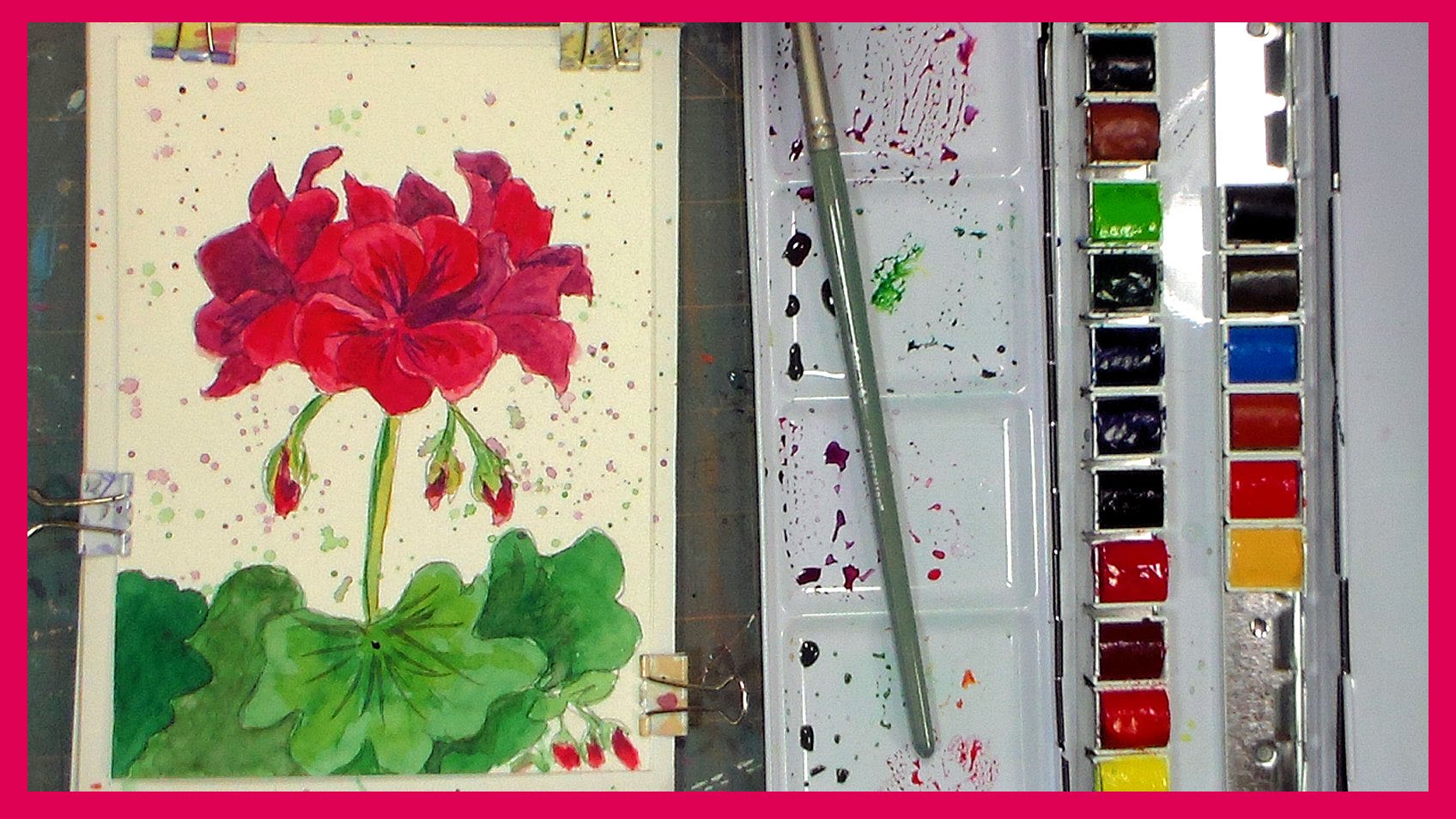 1696x954 Geraniums In Watercolor Loose Painting Tutorial With Glazing - Watercolor Geraniums