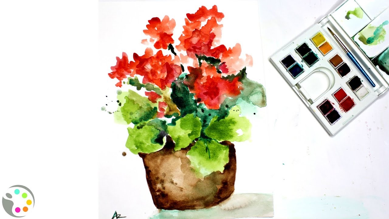 1280x720 How To Paint Flowers With Watercolors Painting Tutorial - Watercolor Geraniums