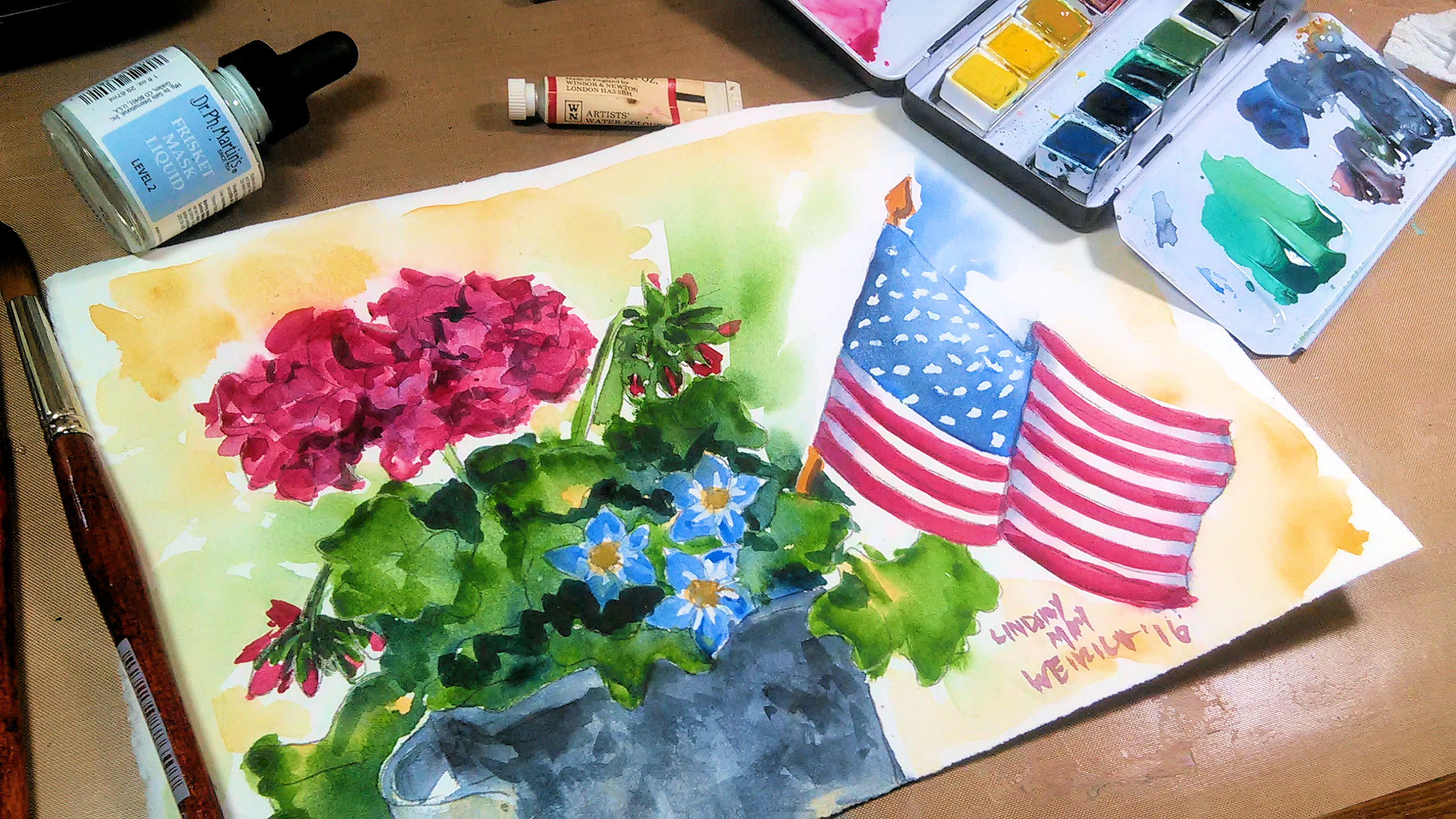 2560x1440 Live Watercolor Tutorial Today Geraniums In Watercolor! The - Watercolor Geraniums