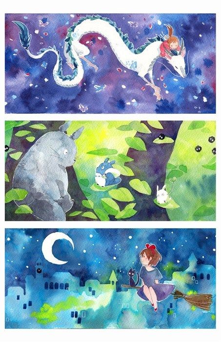 453x700 Lovely Ghibli Watercolors Studio Ghibli Watercolor - Watercolor Ghibli