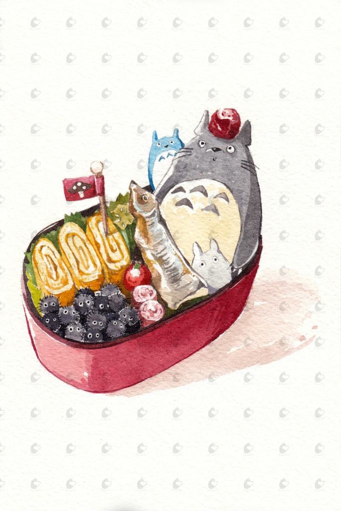 683x1024 Set Of 4 Studio Ghibli Watercolor Kitchen Art 5x7 Prints - Watercolor Ghibli