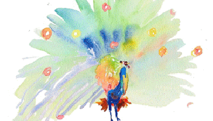440x251 Watercolor Peacock Find, Make Amp Share Gfycat Gifs - Watercolor Gif