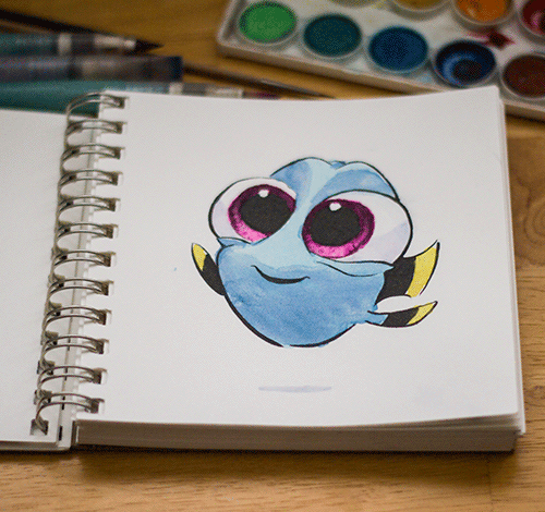 500x470 Baby Dory Watercolor - Watercolor Gif