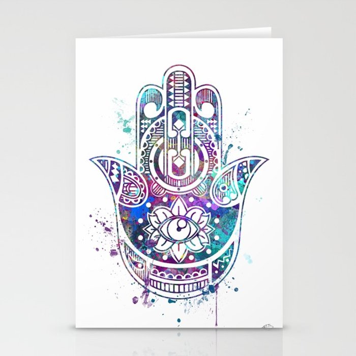 700x700 Hamsa Hand Watercolor Poster Wedding Gift Stationery Cards By - Watercolor Gift Cards