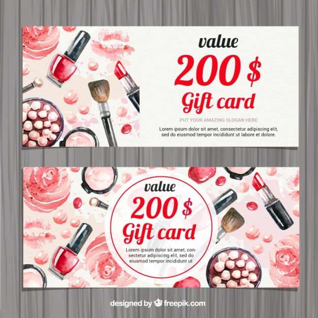 626x626 Watercolor Beauty Accessories Gift Card Vector Free Download - Watercolor Gift Cards