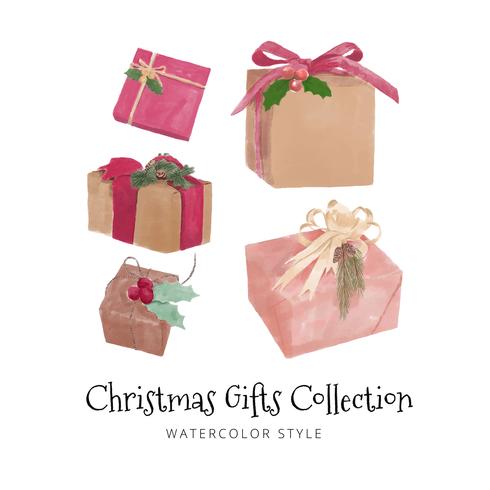 490x490 Watercolor Christmas Gifts Set Collection - Watercolor Gift Set