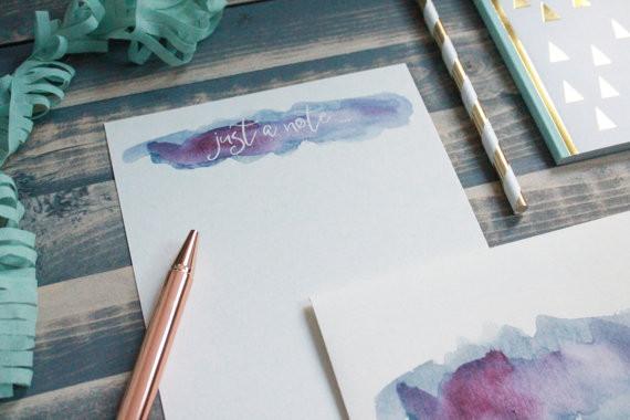 570x380 Watercolor Note Letter Writing Set Writing Paper Stationery - Watercolor Gift Set