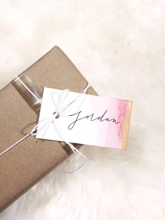 570x760 Custom Calligraphy Set Of 5 Watercolor Gift Tags Wedding Etsy - Watercolor Gift Set