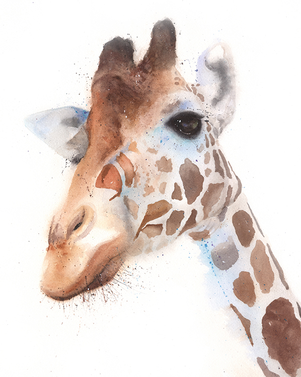 600x750 Giraffe Watercolor Print Watercolor Animal Paintings - Watercolor Giraffe Art