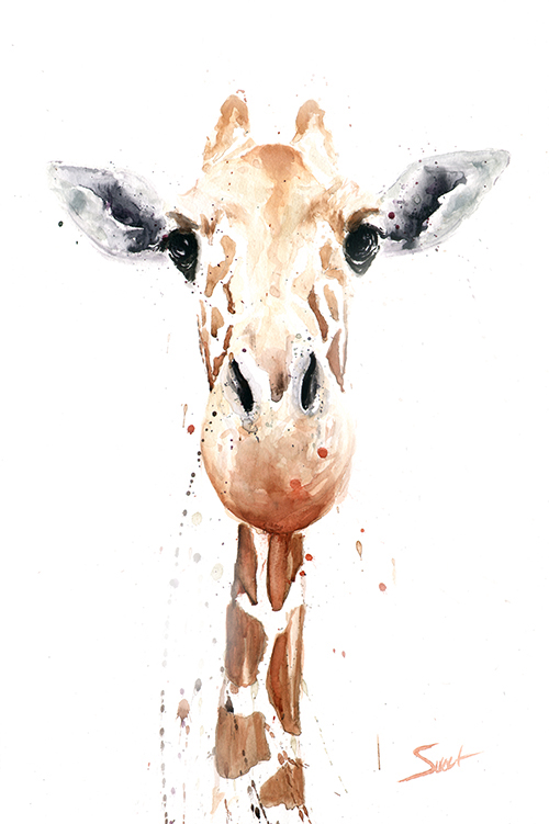 500x751 Giraffe Watercolor Print 2 Watercolor Animal Paintings - Watercolor Giraffe Art