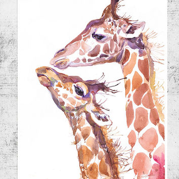 354x354 Shop Watercolor Giraffe Prints On Wanelo - Watercolor Giraffe Art