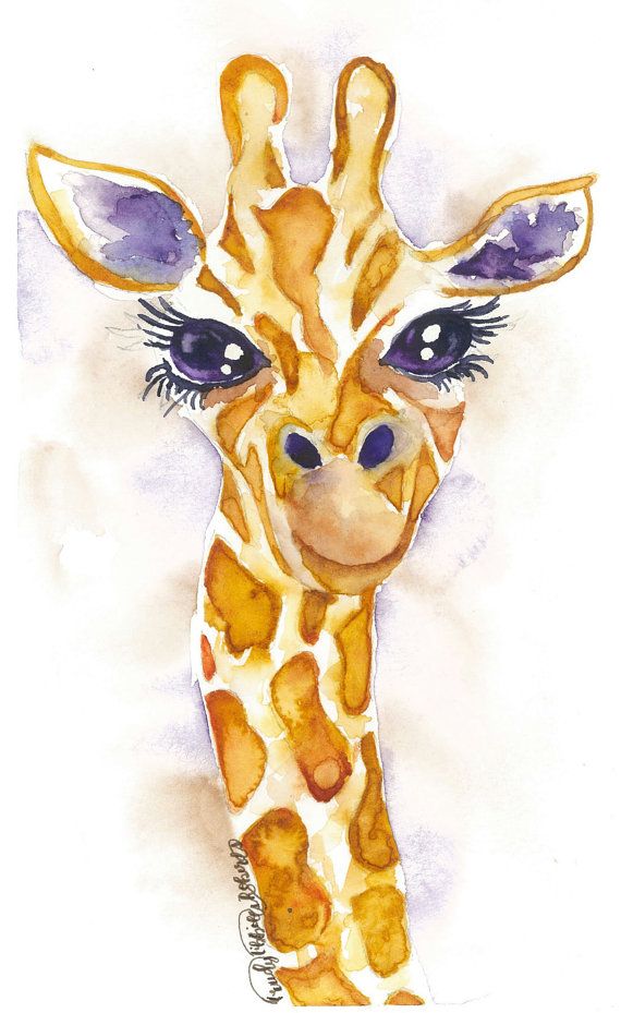 570x929 Watercolor Giraffe Print, 5x7, 8x10, Giraffe Art Print Of Original - Watercolor Giraffe Art