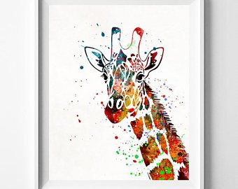 340x270 Watercolor Giraffe Etsy - Watercolor Giraffe Art