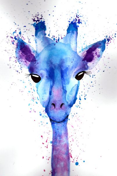 402x600 Watercolor Giraffe Art Print Art And Illustration - Watercolor Giraffe Art