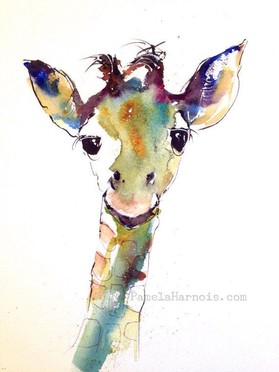 570x760 Giraffe Art, Watercolor Art Print, Animal Art, Wall Decor - Watercolor Giraffe Art