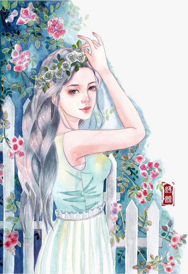 650x947 Watercolor Girl, Watercolor Clipart, Girl, Blue Png Image And - Watercolor Girl