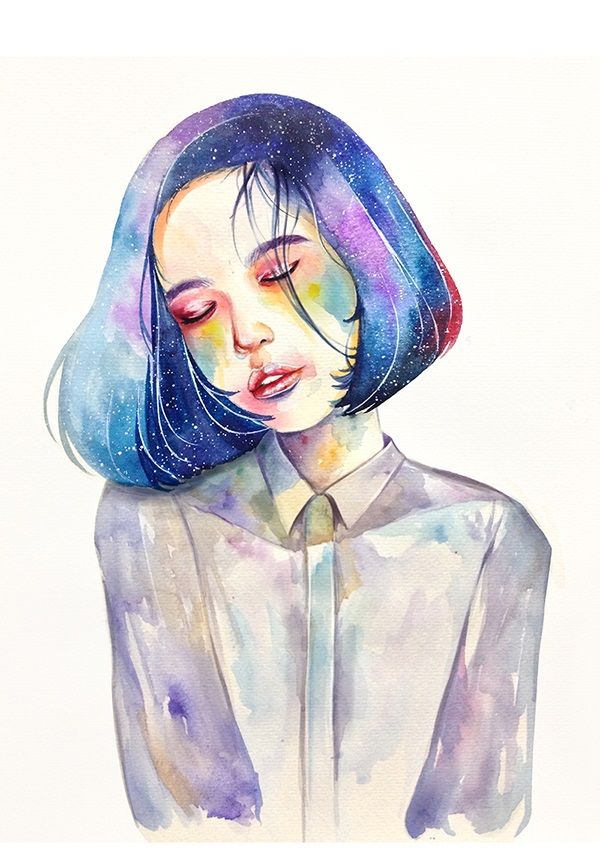 600x849 Watercolor Illustrations By Kazel Lim Illustrations - Watercolor Girl