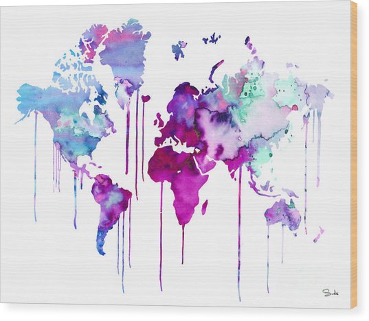 537x468 Blue Purple Watercolor Map Painting By Watercolor Girl - Watercolor Girl