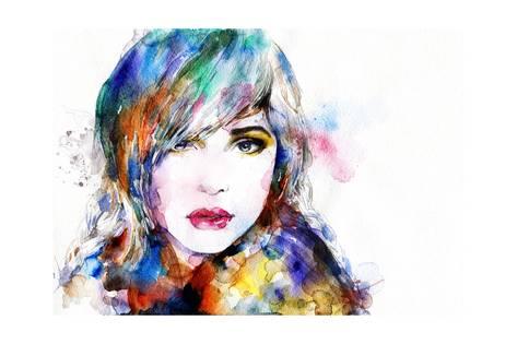 473x315 Beautiful Woman Face. Watercolor Illustration Posters By Anna - Watercolor Girl Face