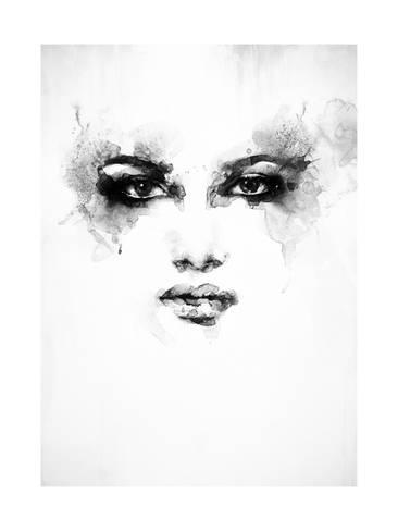 366x488 Beautiful Woman Face. Watercolor Illustration Prints By Anna - Watercolor Girl Face