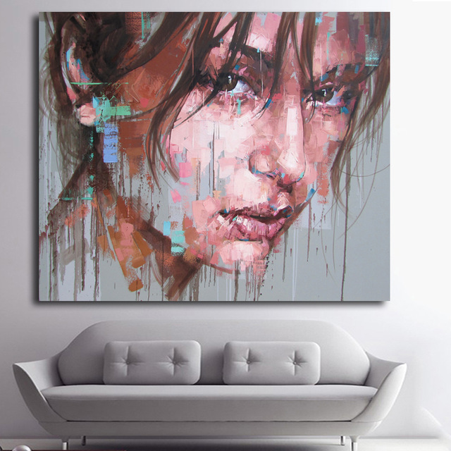 640x640 Decor Wall Art Abstract Beauty Canvas Print Watercolor Girl Face - Watercolor Girl Face