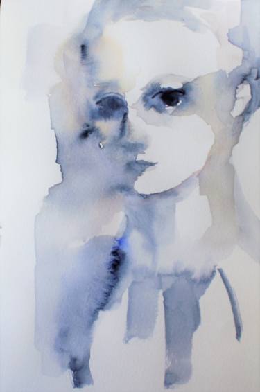 375x566 Saatchi Art Girl Face Painting By Beatriz De Castilho - Watercolor Girl Face