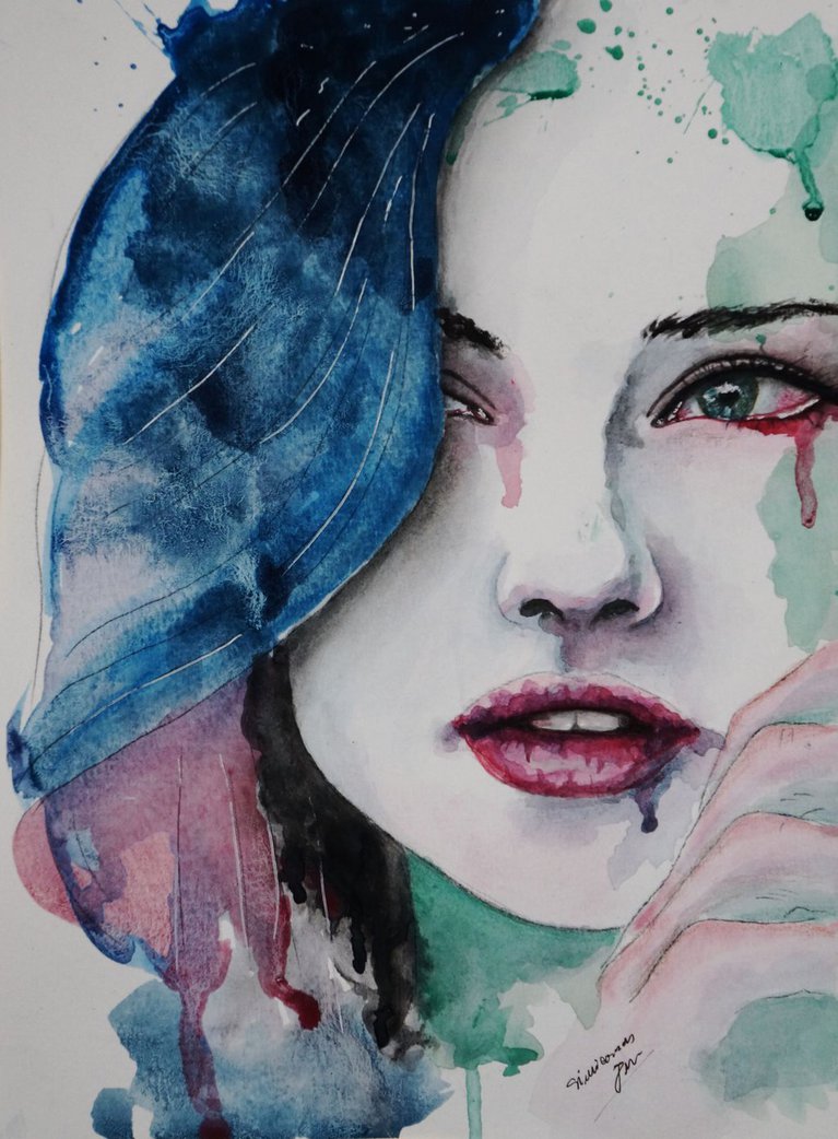 Watercolor Girl Face at PaintingValley.com | Explore collection of ...