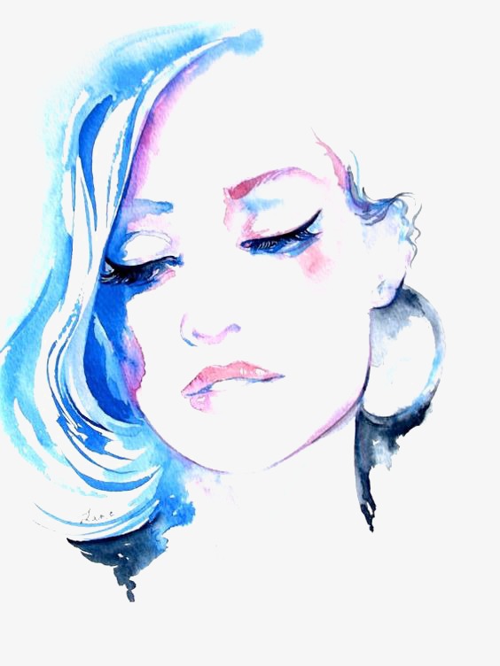 564x752 Watercolor Woman, Woman Clipart, Watercolor Clipart, Woman Face - Watercolor Girl Face
