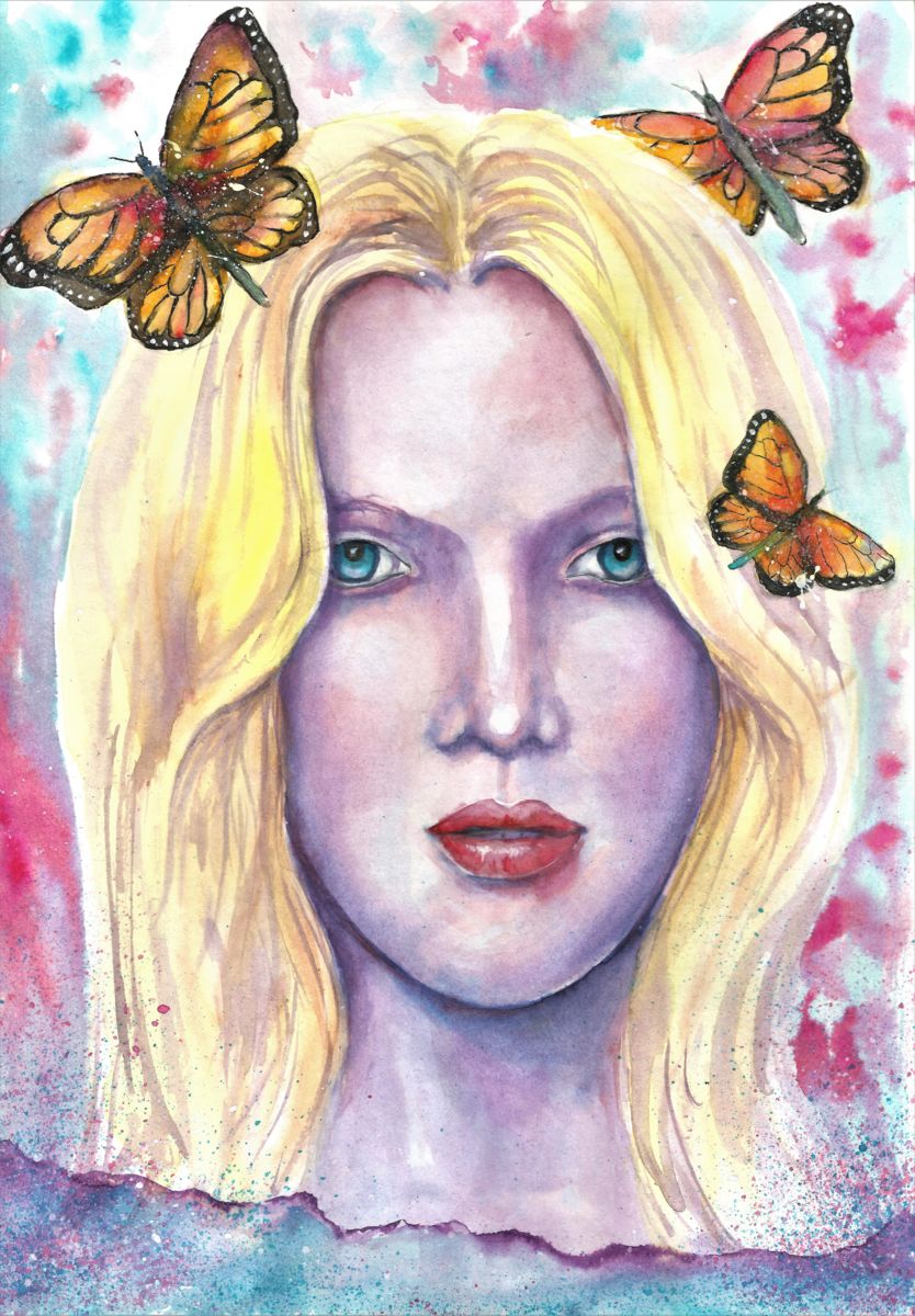 834x1200 Women And Butterflies (Natalja Picugina) - Watercolor Girl Face