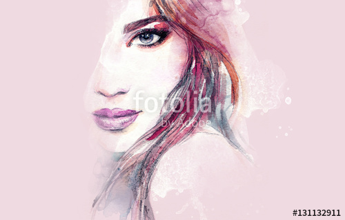 500x319 Abstract Woman Face. Fashion Illustration. Watercolor Painting - Watercolor Girl Face