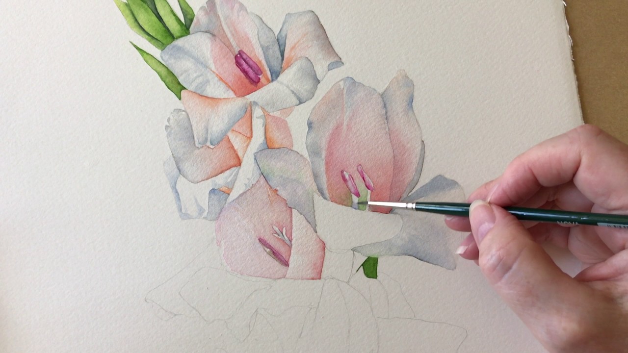 1280x720 How To Paint Gladiolus In Watercolor. - Watercolor Gladiolus
