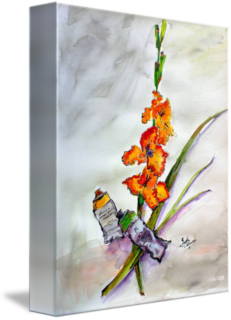 469x650 Still Life Gladiolus And Objects Watercolor By Ginette Callaway - Watercolor Gladiolus