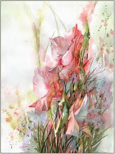 400x536 Gladiolus By Kosharik69 - Watercolor Gladiolus