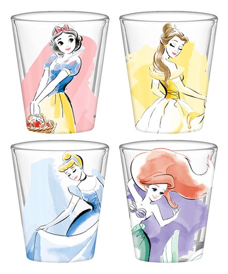 452x543 Silver Buffalo, Llc. Disney Princess Watercolor Mini Glass Set - Watercolor Glass