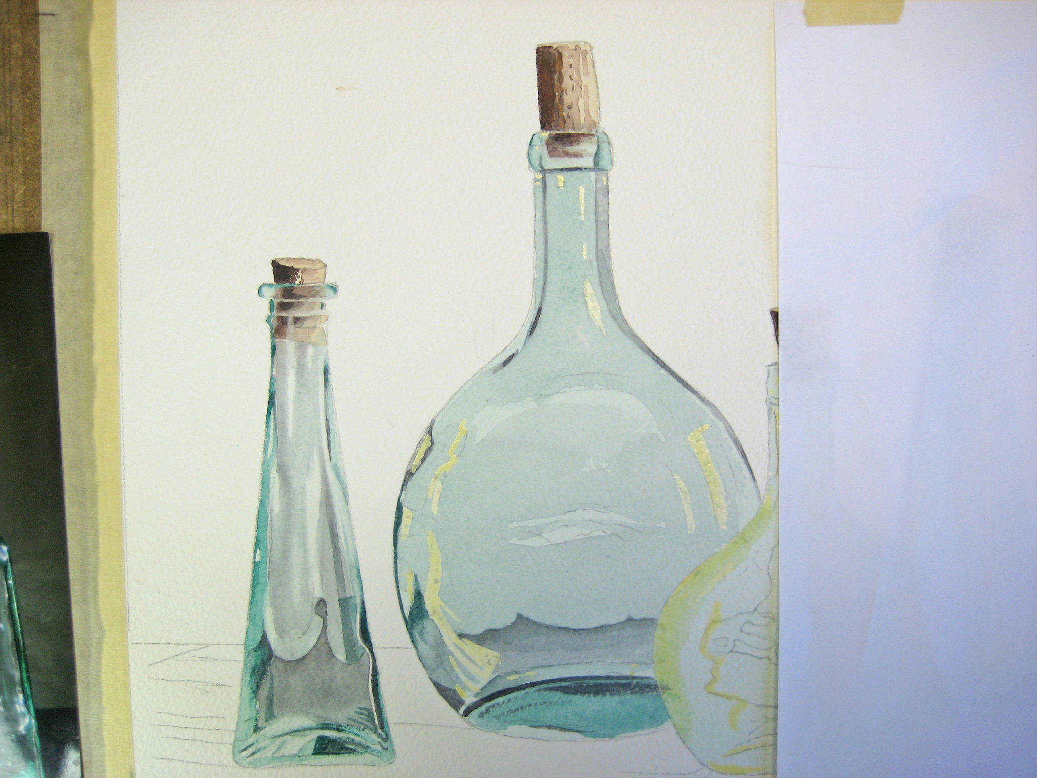 2048x1536 Green Bottles - Watercolor Glass Bottles