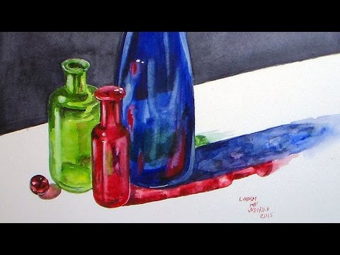 480x360 How To Paint Glass Bottles In Watercolor {Live Fridays!} - Watercolor Glass Bottles