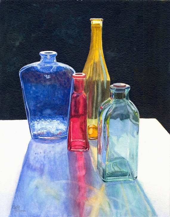 570x727 Painting Glass Bottles Best Of Glass Bottles Art Original - Watercolor Glass Bottles
