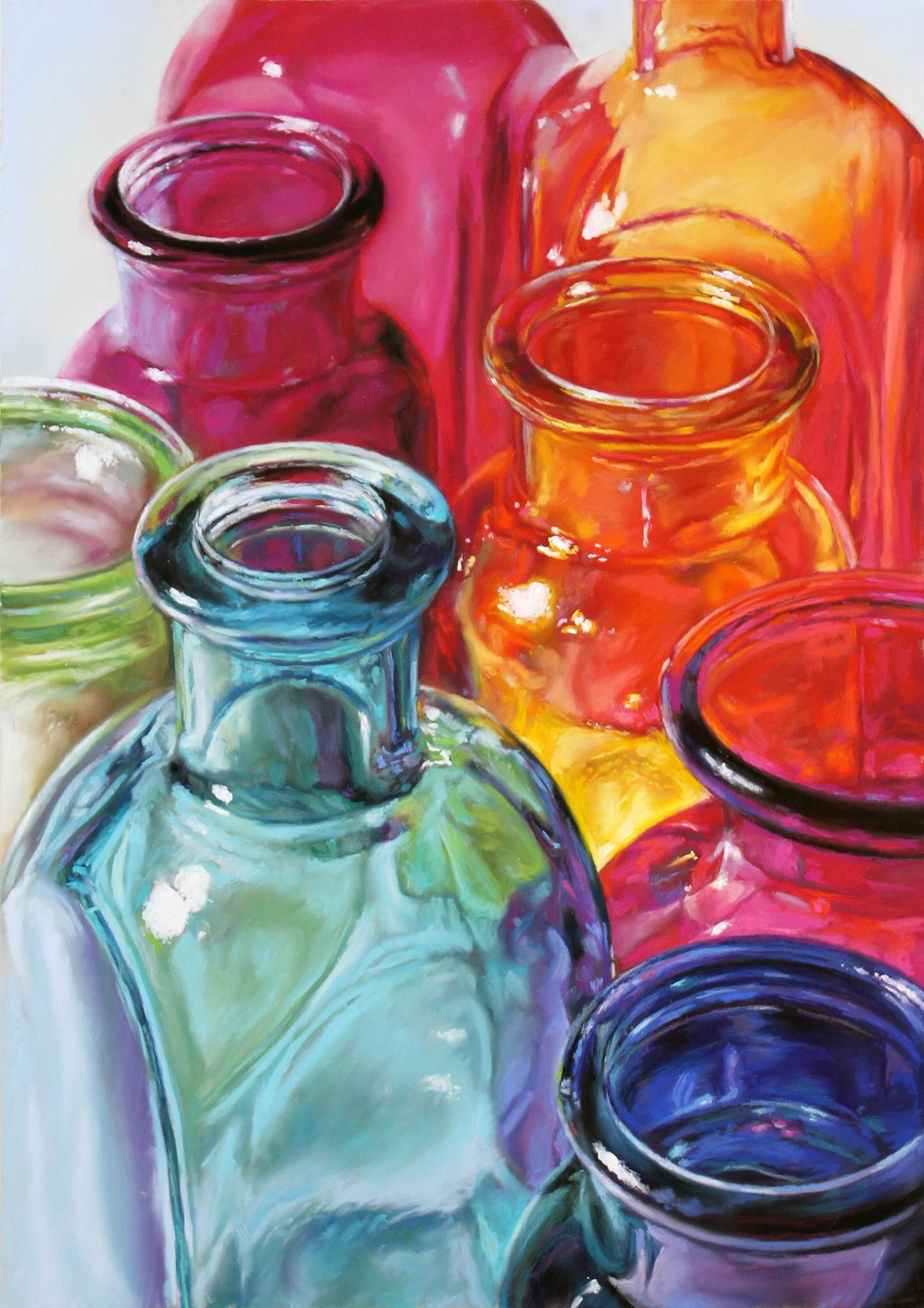 1447x2048 Watercolor Painting Glass Bottles Standing Room Only Is A Pastel - Watercolor Glass Bottles