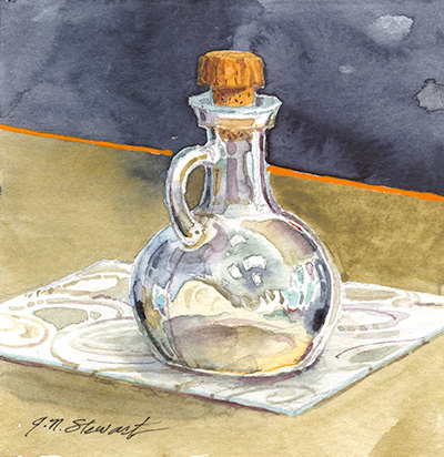 400x412 Corked Glass Bottle Watercolor My 4 X 4 Inch Paintings - Watercolor Glass Bottles