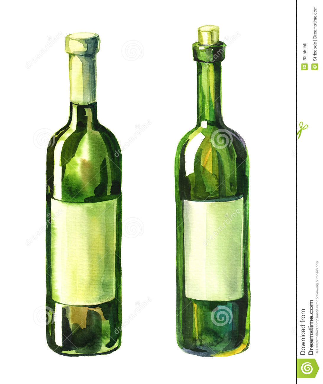 1092x1300 Watercolor Painting Glass Bottles Watercolour Illustration Of 2 - Watercolor Glass Bottles