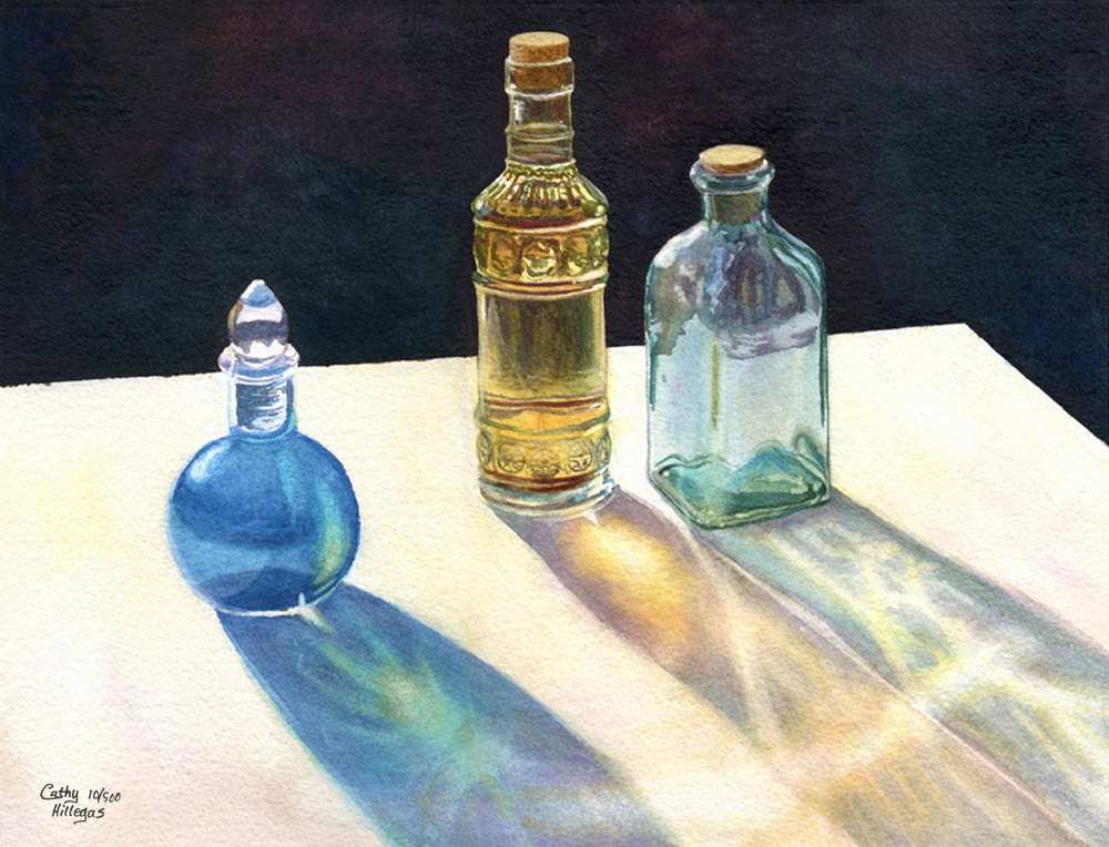 1000x764 Glass Bottle Painting Awesome Glass Bottles In Sun Art Watercolor - Watercolor Glass Painting