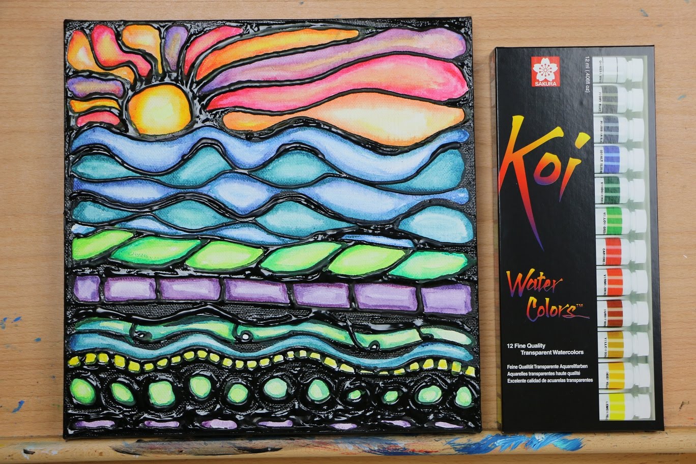 1368x912 Tutorial) Watercolor Amp Puff Paint Sunset - Watercolor Glass Painting