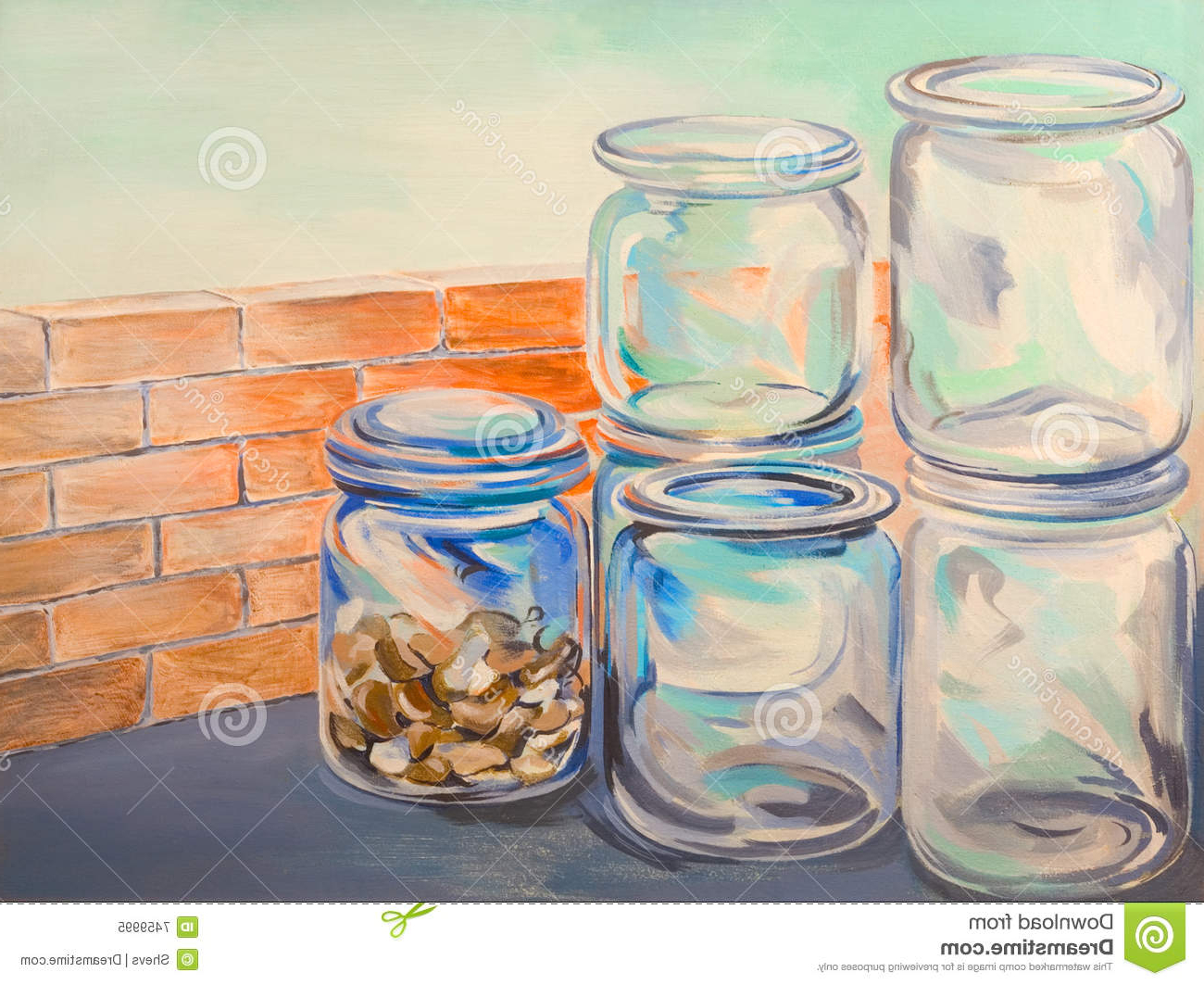 1300x1063 Watercolor Painting Glass Bottles Glass Jars Oil Painting Stock - Watercolor Glass Painting