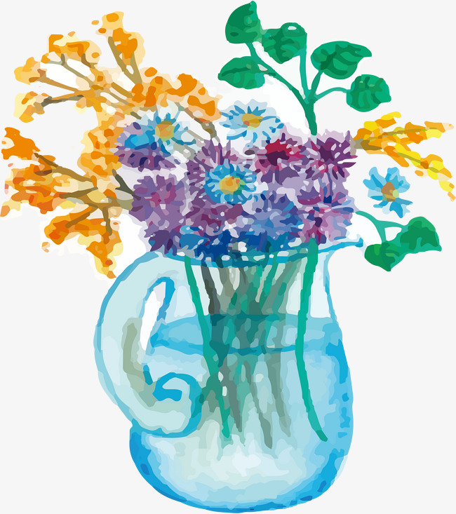 650x733 Watercolor Painted Glass Vase, Watercolor Vector, Vector Png, Vase - Watercolor Glass Vase